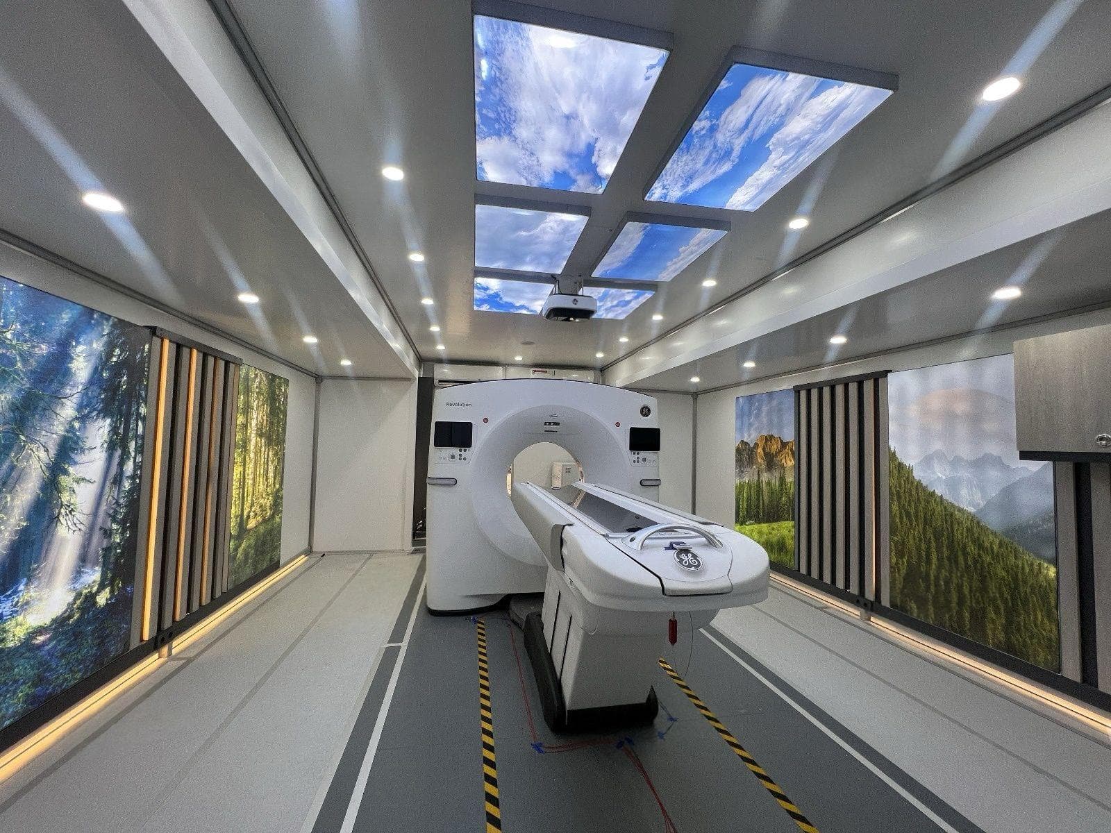CT scanner inside a mobile clinical unit